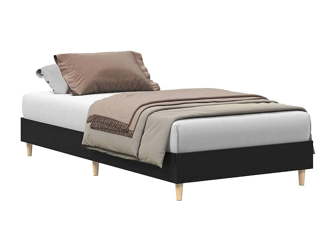 Bedframe Zwart eiken 90 x 200 cm Bewerkt hout