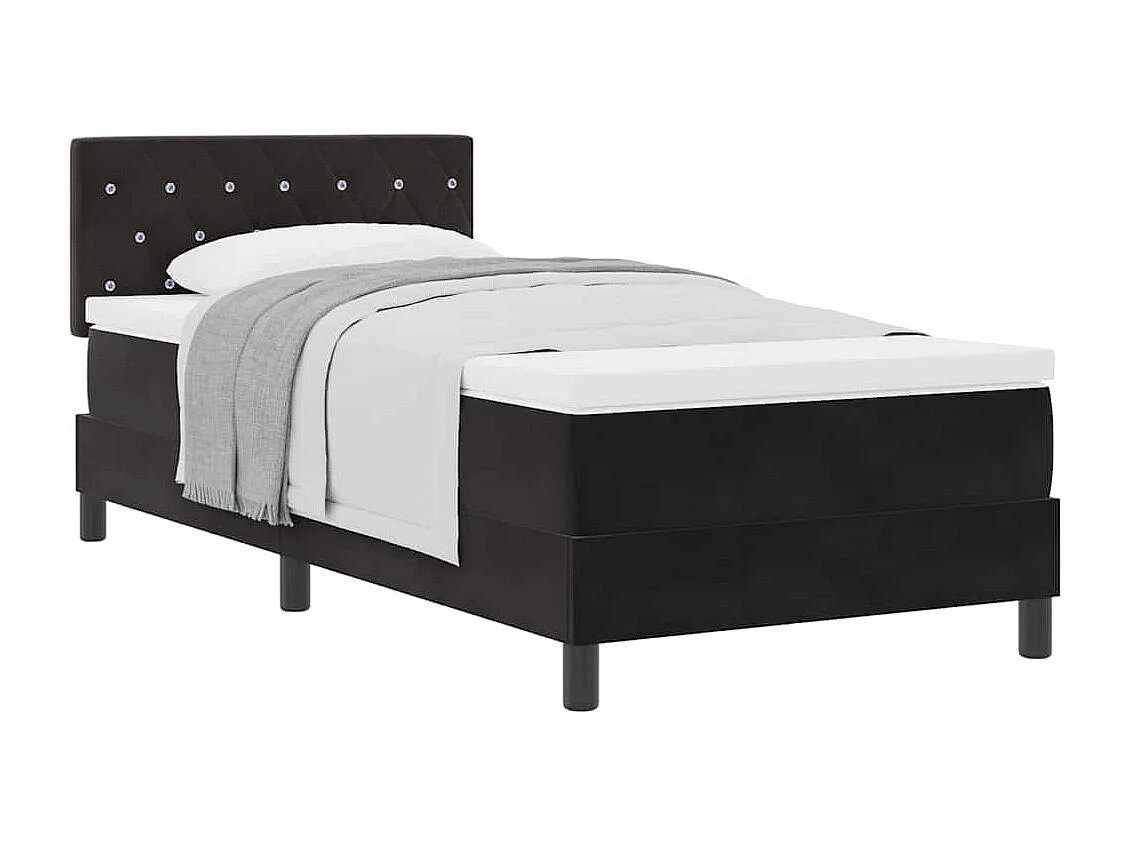 Cama con Somier y Colchón con colchón Negro 90 x 190 cm tela