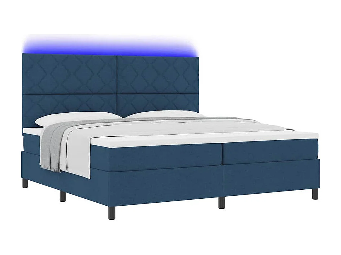 Cama tipo Box Spring con colchón Azul 200 x 200 cm tela