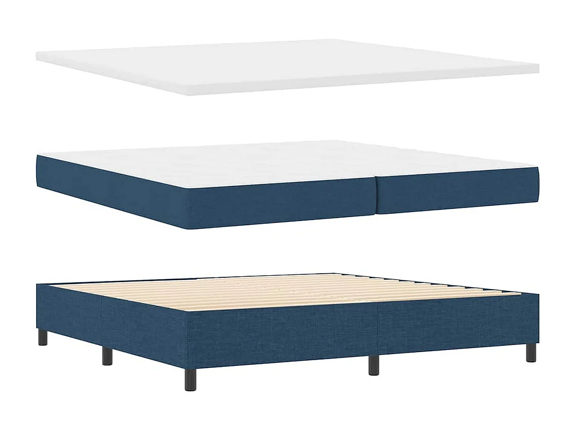 Cama tipo Box Spring con colchón Azul 200 x 200 cm tela