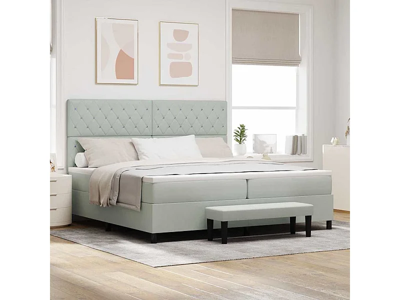 Cadre de lit avec matelas Gris clair 200 x 200 cm Velours