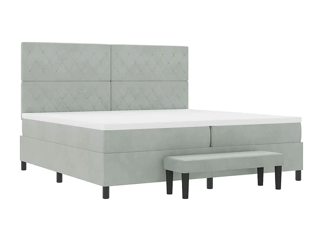 Cadre de lit avec matelas Gris clair 200 x 200 cm Velours