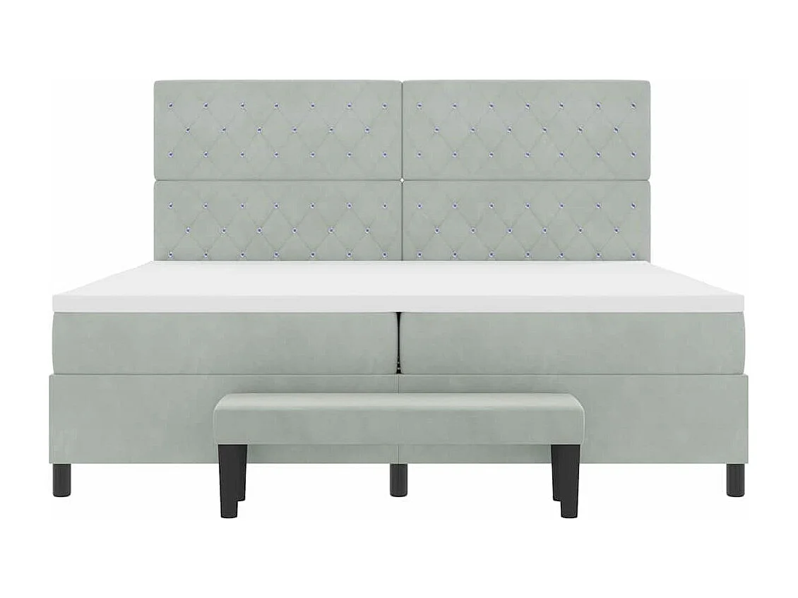 Cadre de lit avec matelas Gris clair 200 x 200 cm Velours