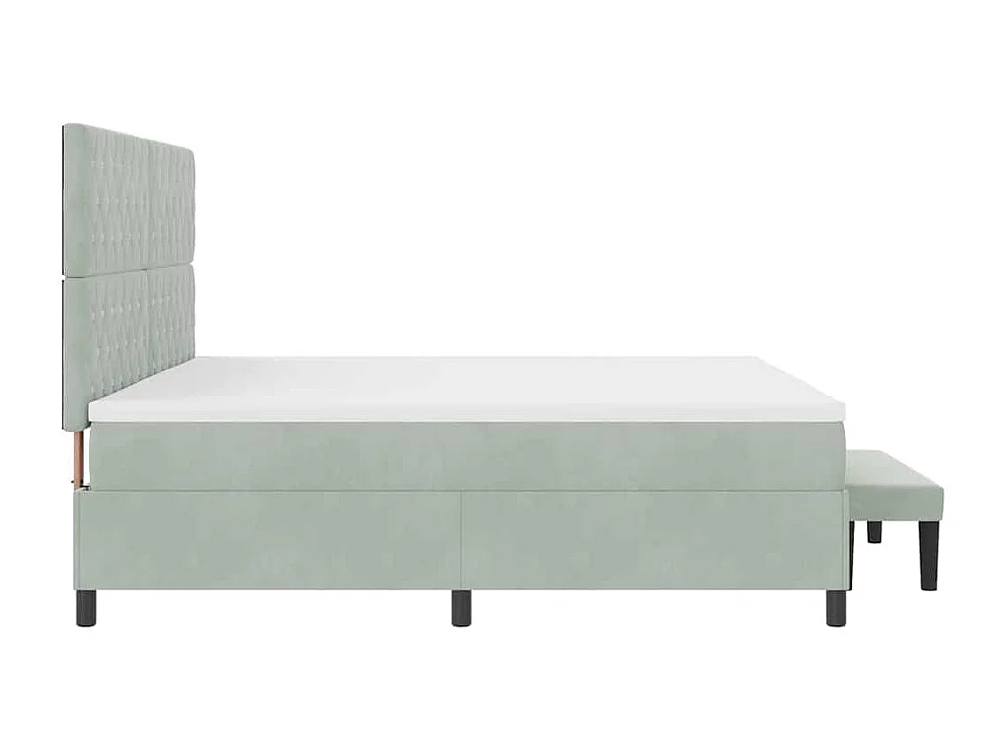 Cadre de lit avec matelas Gris clair 200 x 200 cm Velours