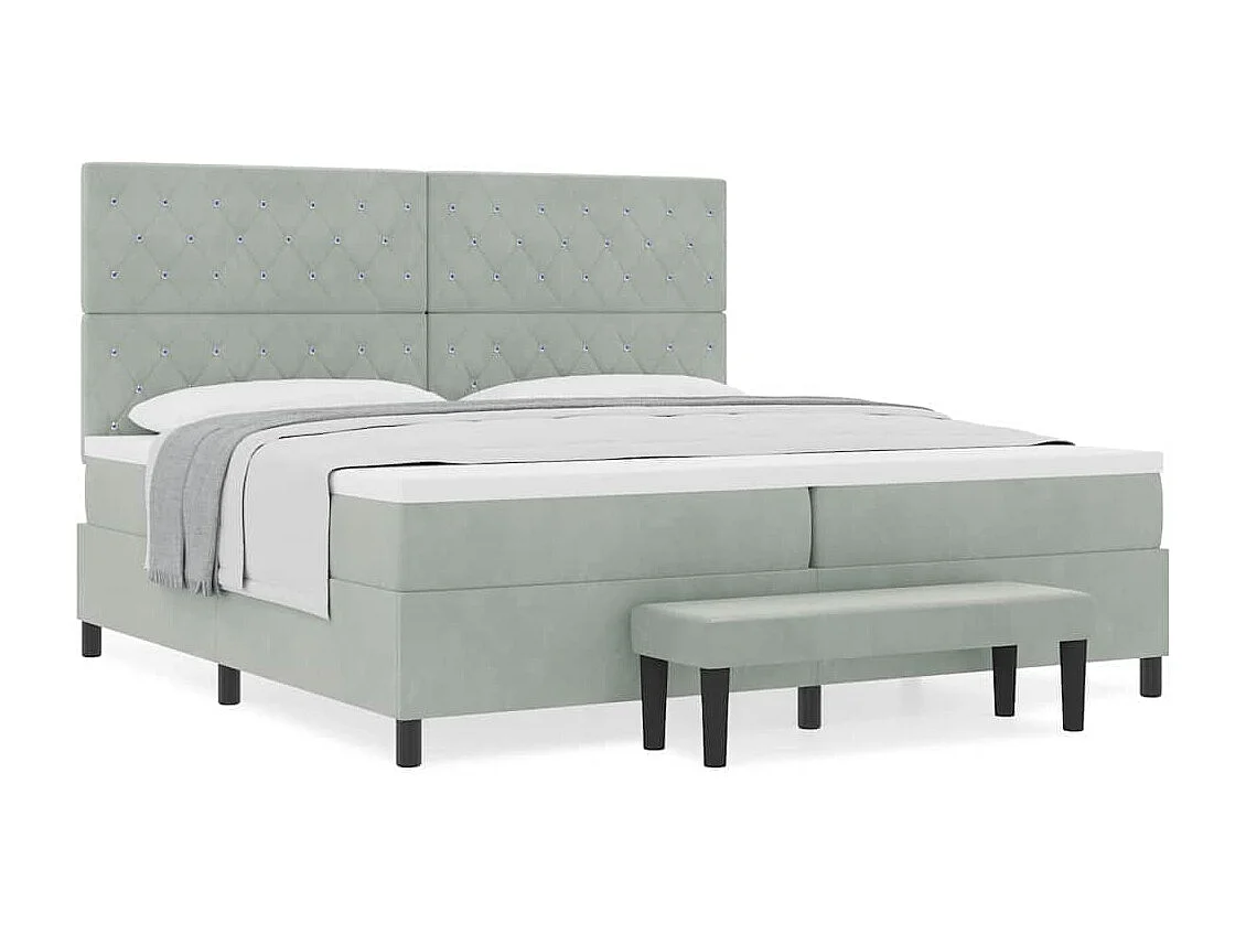 Cama tipo Box Spring Gris claro 200 x 200 cm Terciopelo