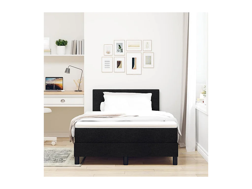 Cadre de lit avec matelas avec matelas Noir 120 x 190 cm tissu
