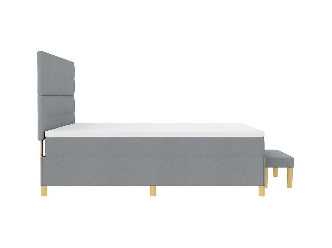 Cadre de lit avec matelas Gris clair 200 x 200 cm tissu