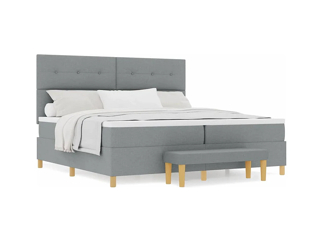 Cadre de lit avec matelas Gris clair 200 x 200 cm tissu