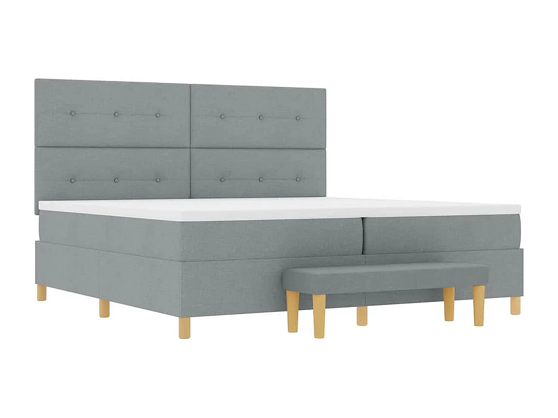 Cadre de lit avec matelas Gris clair 200 x 200 cm tissu