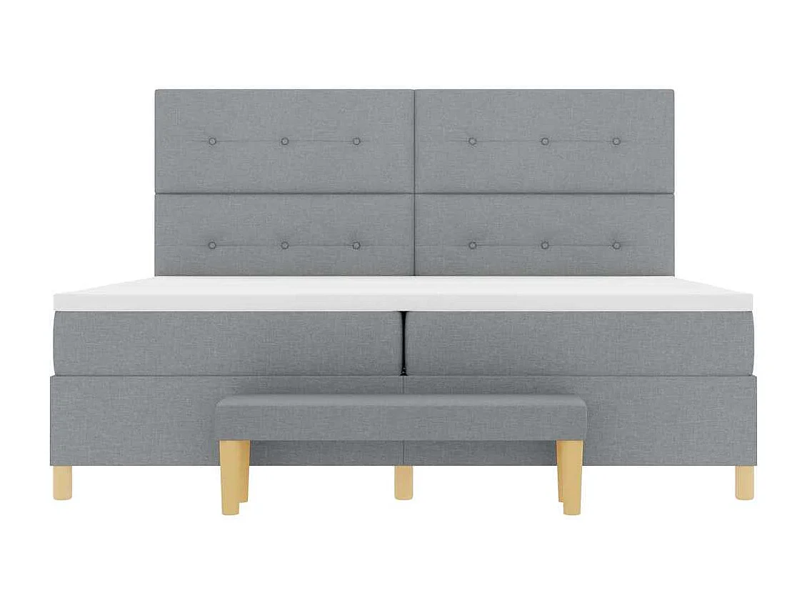 Cadre de lit avec matelas Gris clair 200 x 200 cm tissu