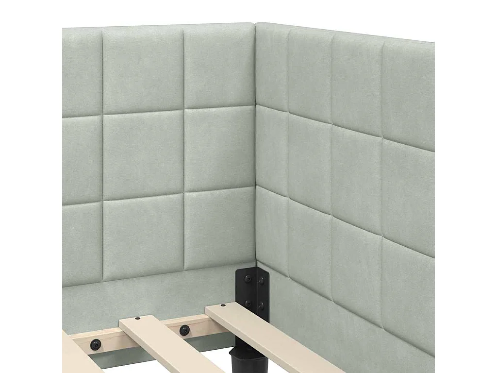 Cadre de lit d'angle Gris clair 90 x 190 cm Velours