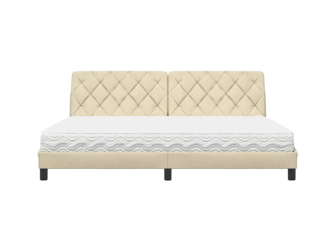 Cadre de lit avec matelas crème 200x200 cm tissu