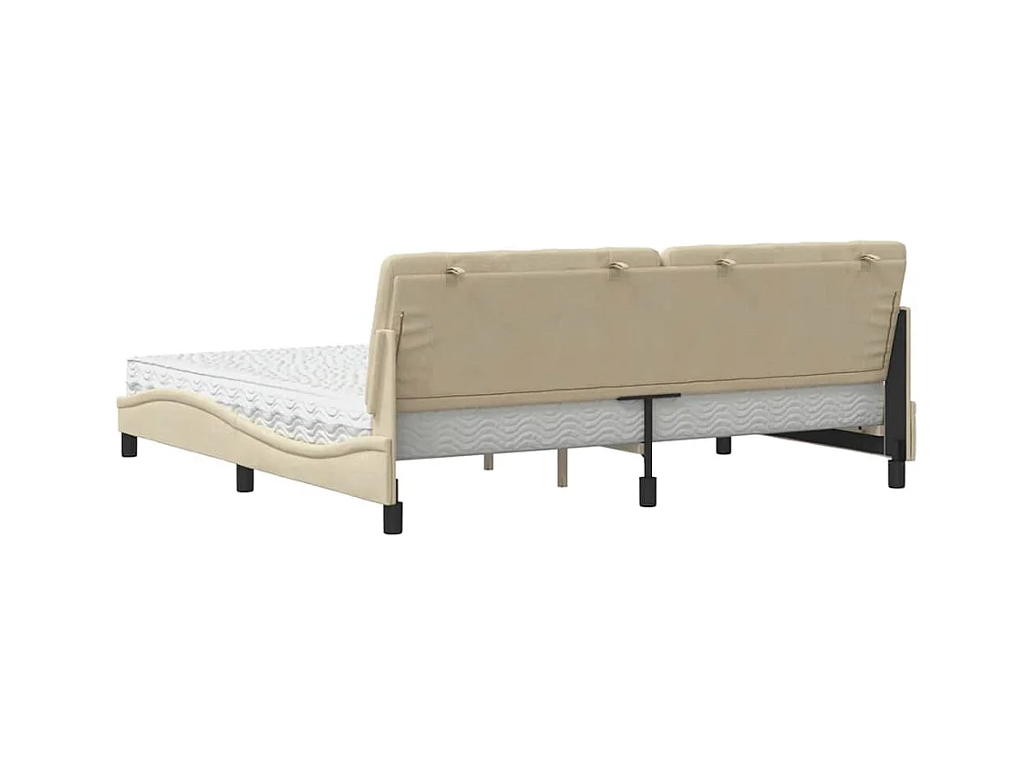 Cadre de lit avec matelas crème 200x200 cm tissu