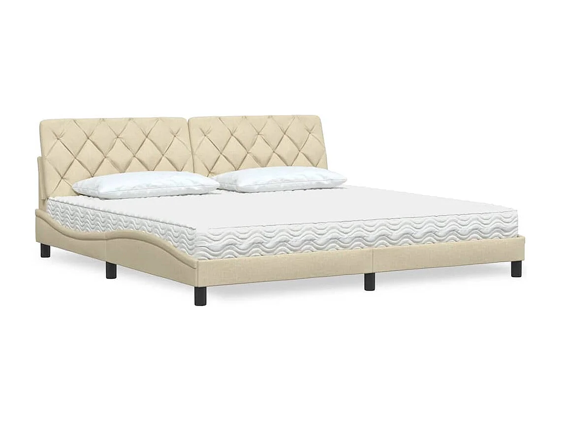 Cama com colchão 200x200 cm tecido cor creme