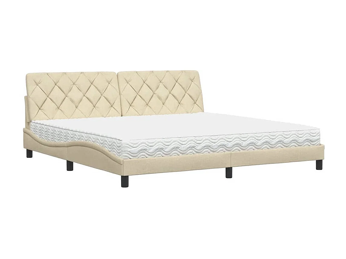 Cama com colchão 200x200 cm tecido cor creme