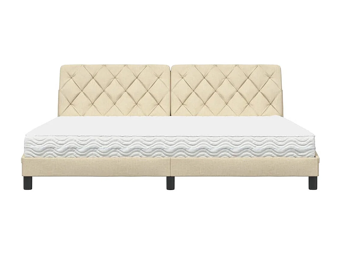 Cama com colchão 200x200 cm tecido cor creme