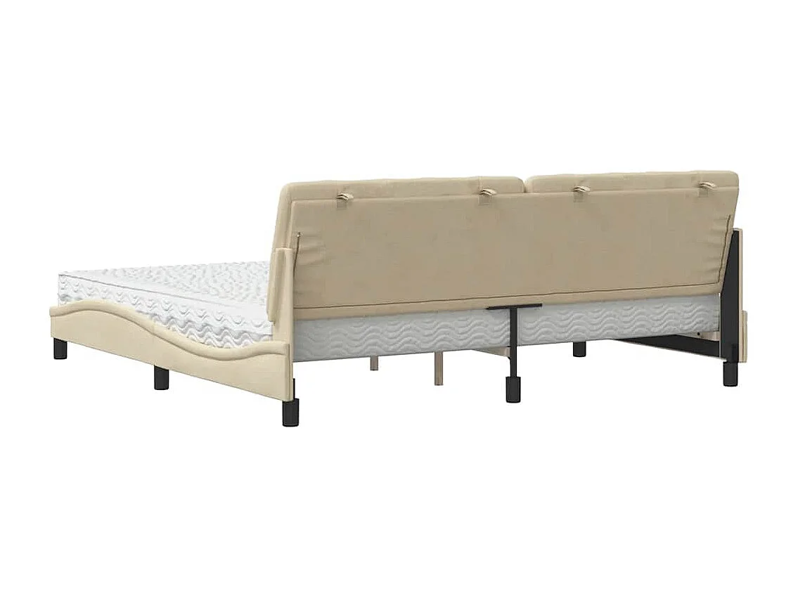 Cama com colchão 200x200 cm tecido cor creme