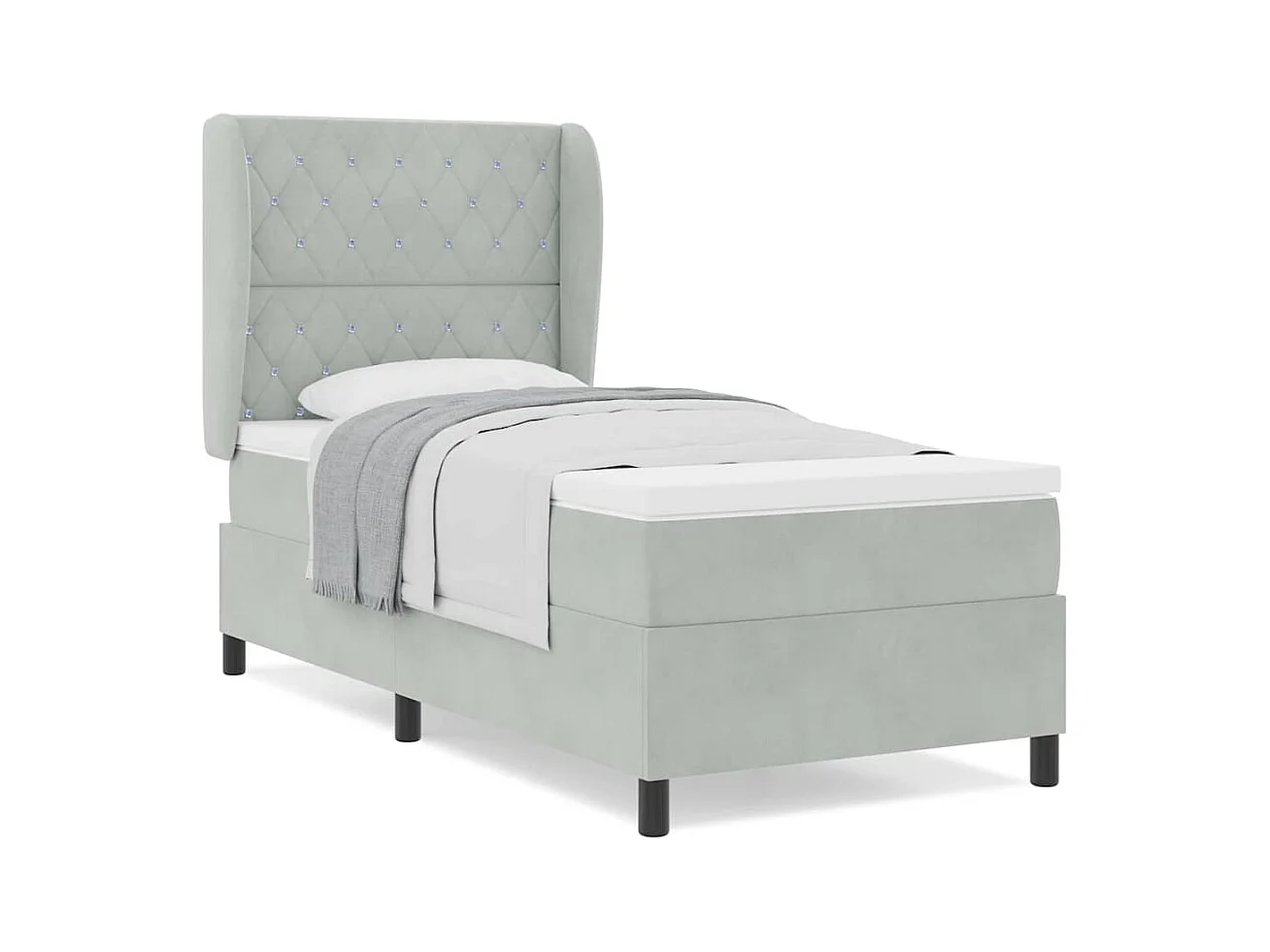 Cama tipo Box Spring Gris claro 100 x 200 cm Terciopelo