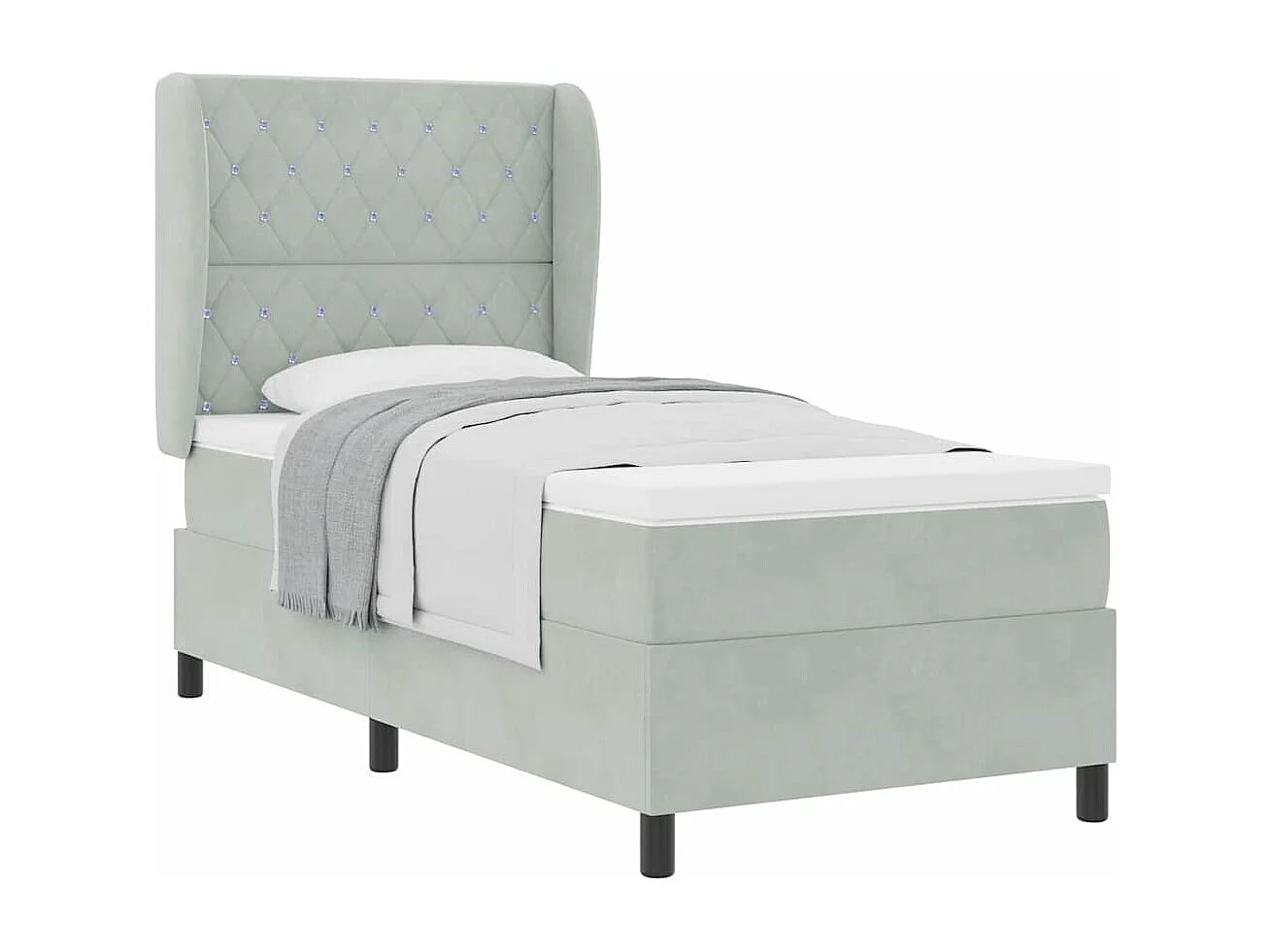 Cadre de lit avec matelas Gris clair 100 x 200 cm Velours