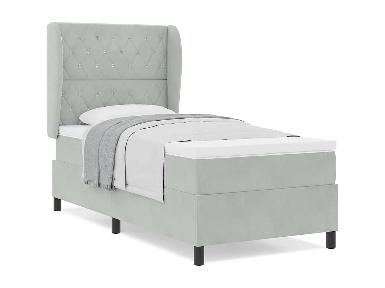 Cadre de lit avec matelas Gris clair 100 x 200 cm Velours