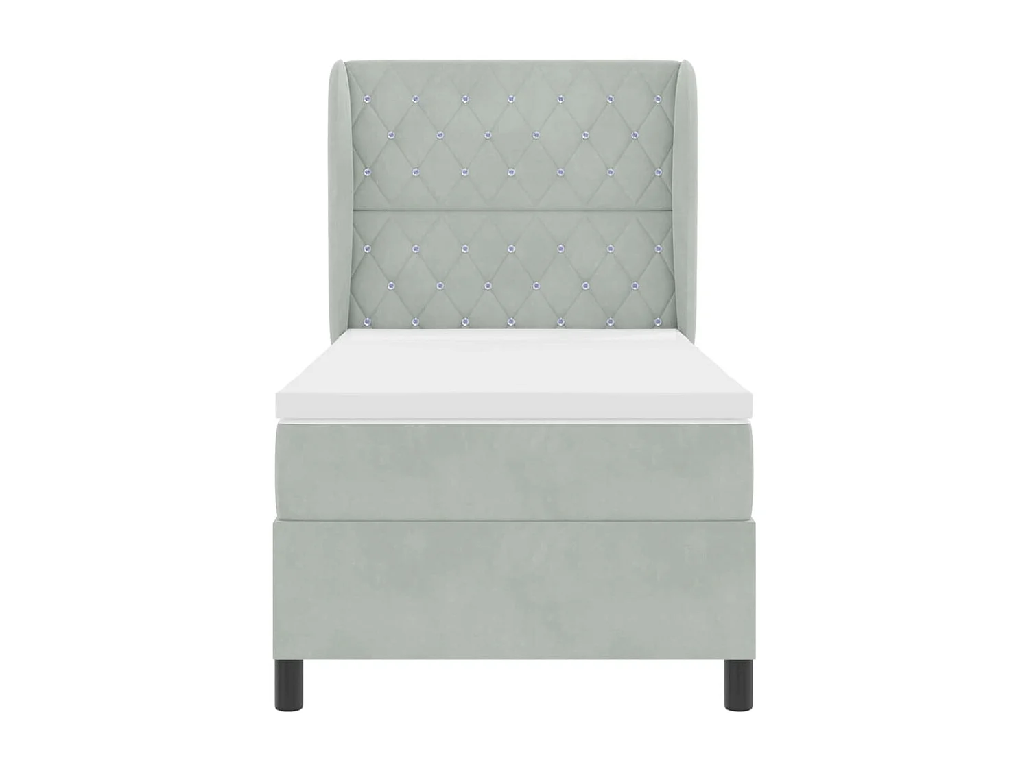 Cadre de lit avec matelas Gris clair 100 x 200 cm Velours