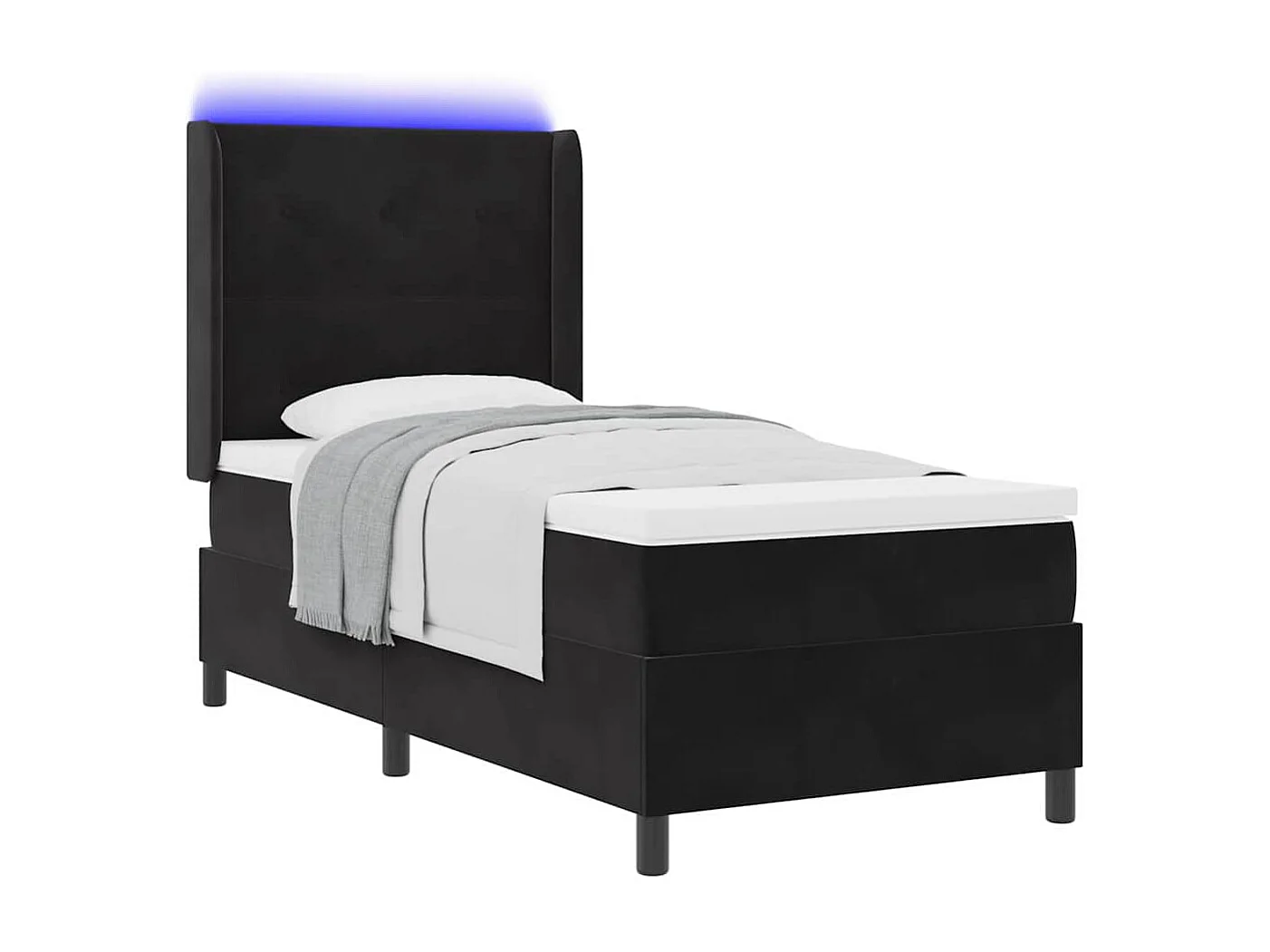 Cama con Box Spring LED y Colchón Negro 100 x 200 cm Terciopelo
