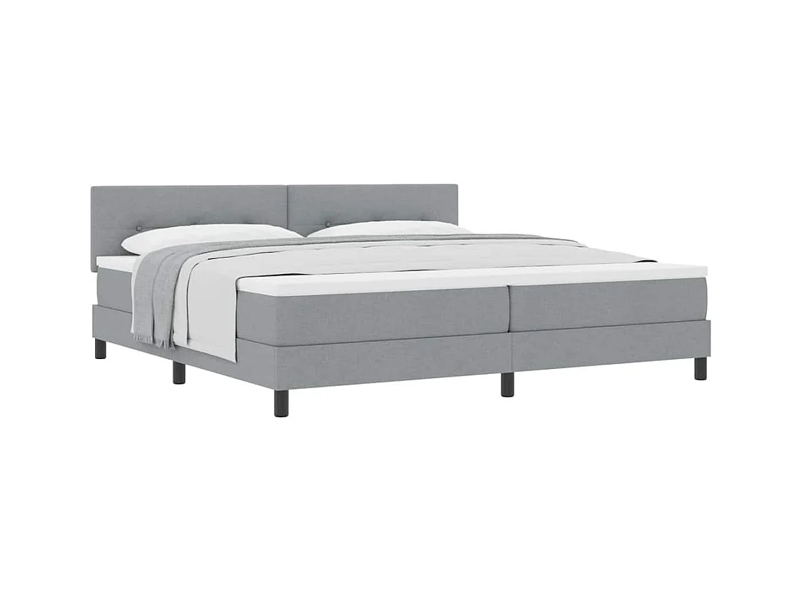 Cadre de lit avec matelas Gris clair 200 x 200 cm tissu