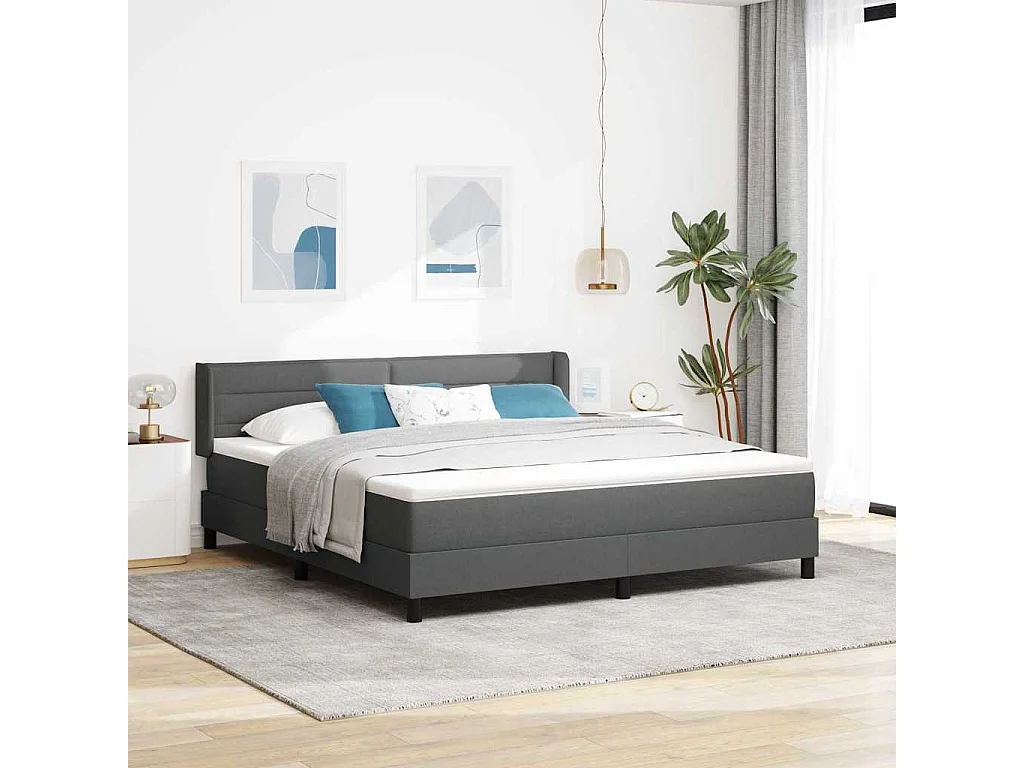 Cama box spring con colchón Gris oscuro 180 x 200 cm