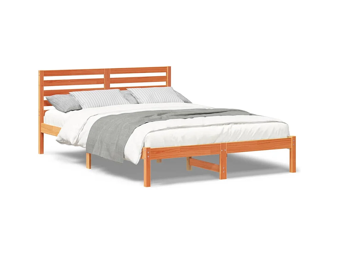 Cadre de lit Marron cire 140 x 220 cm Bois massif en pin