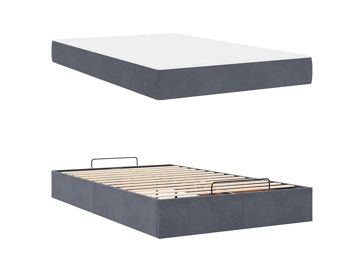 Estructura de cama Gris oscuro 120 x 200 cm Terciopelo