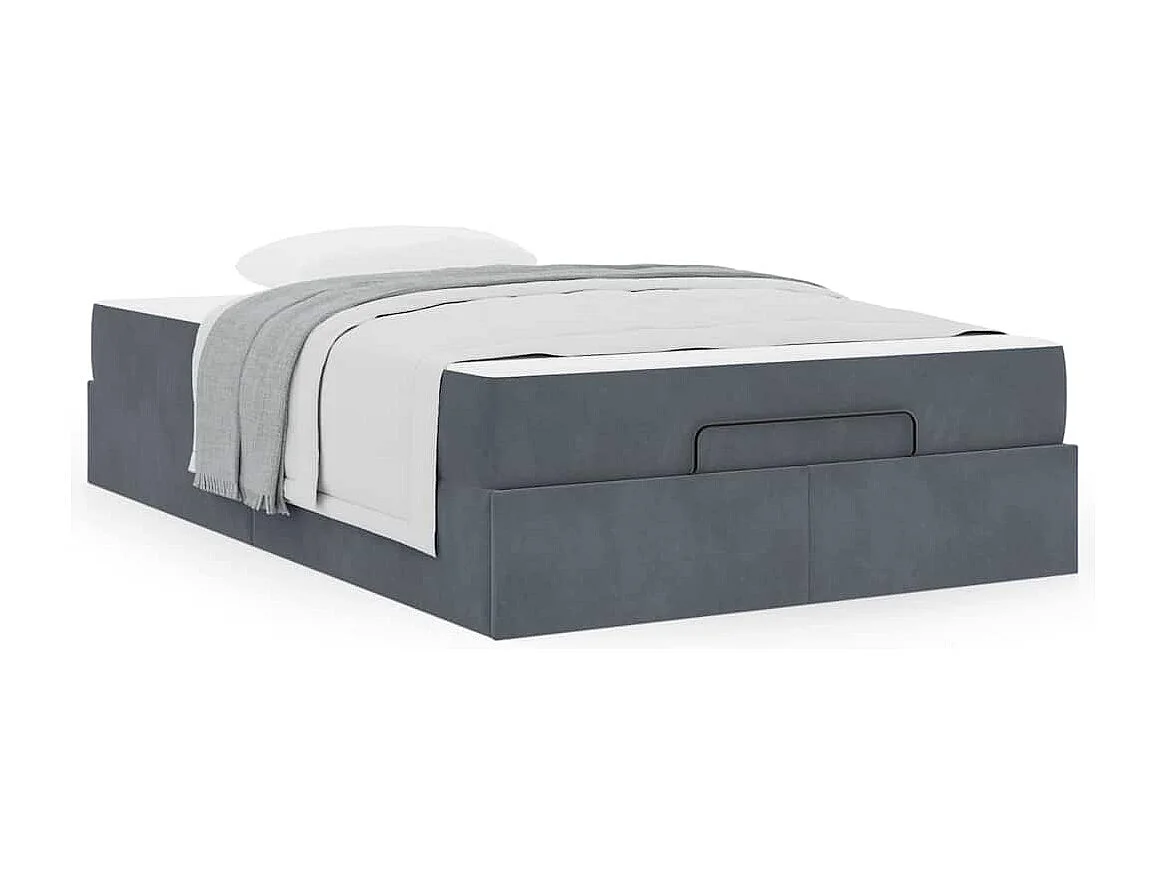 Cadre de lit avec matelas Gris foncé 120 x 200 cm Velours