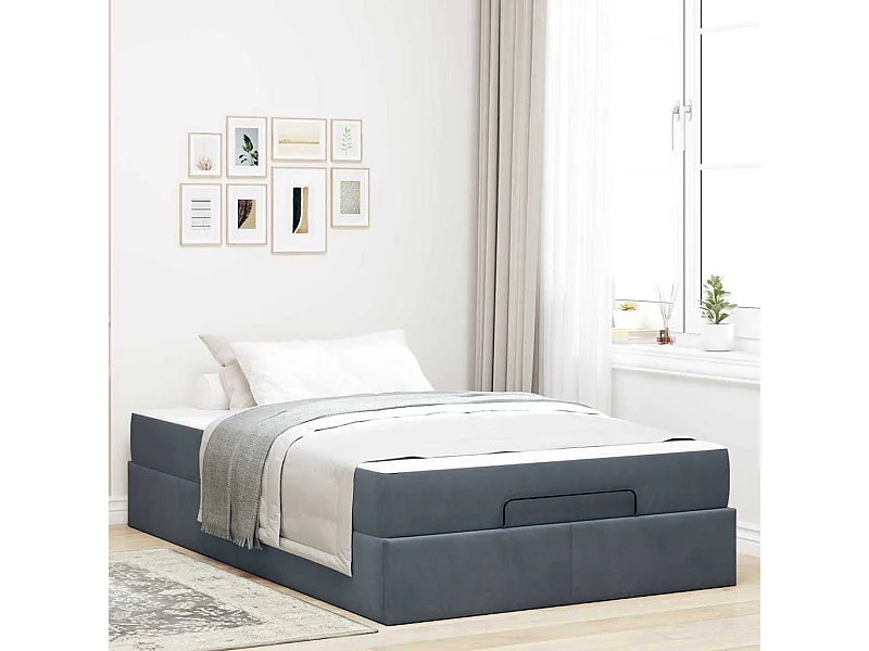 Bedframe met matras met opslag Donkergrijs 120 x 200 cm Fluweel