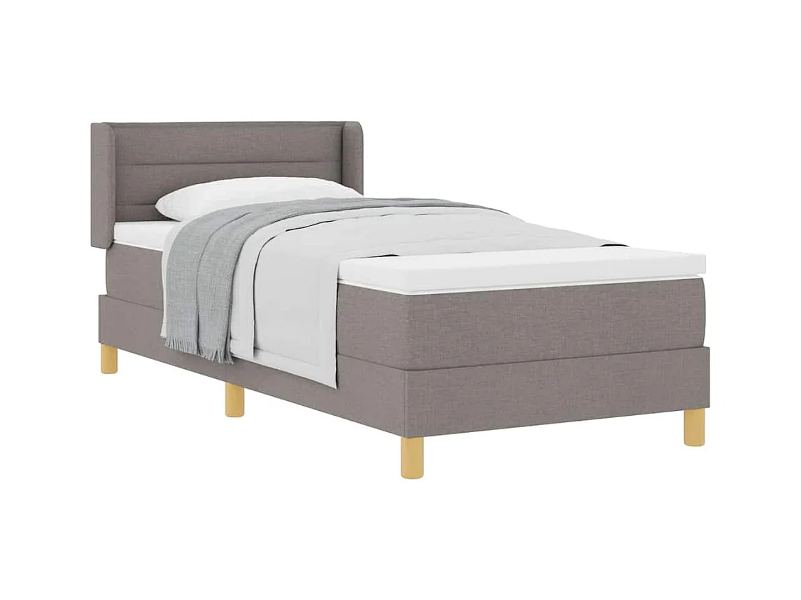 Cadre de lit avec matelas Taupe 100 x 200 cm tissu
