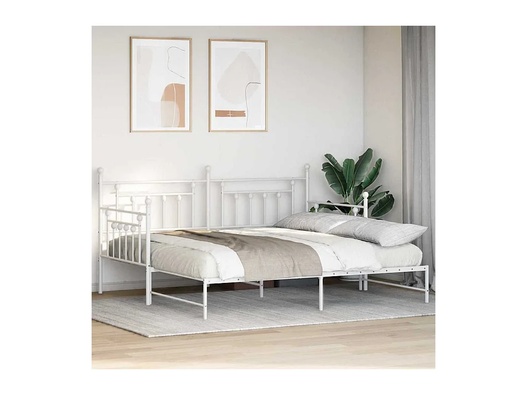 Cadre de lit de jour avec tête de lit Blanc 107 x 203 cm Acier