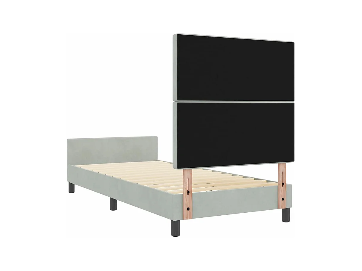 Cadre de lit avec tête de lit Gris clair 90 x 190 cm Velours