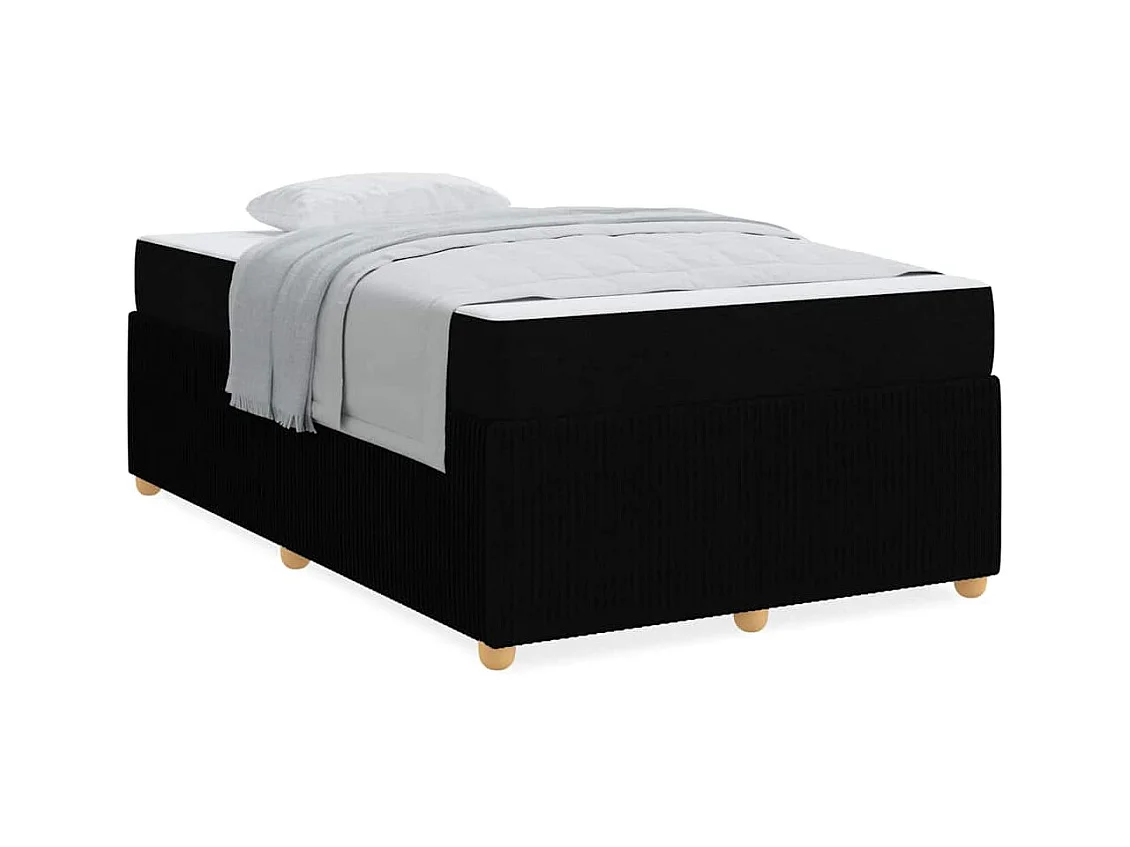 Estructura de cama con colchón Negro 120 x 190 cm tela