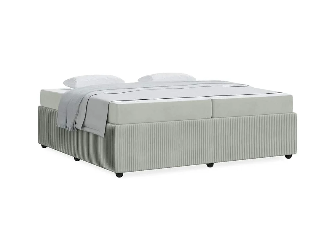 Cadre de lit avec matelas Gris clair 200 x 200 cm Velours