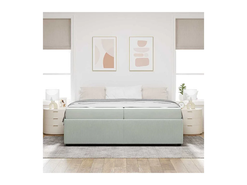Cadre de lit avec matelas Gris clair 200 x 200 cm Velours