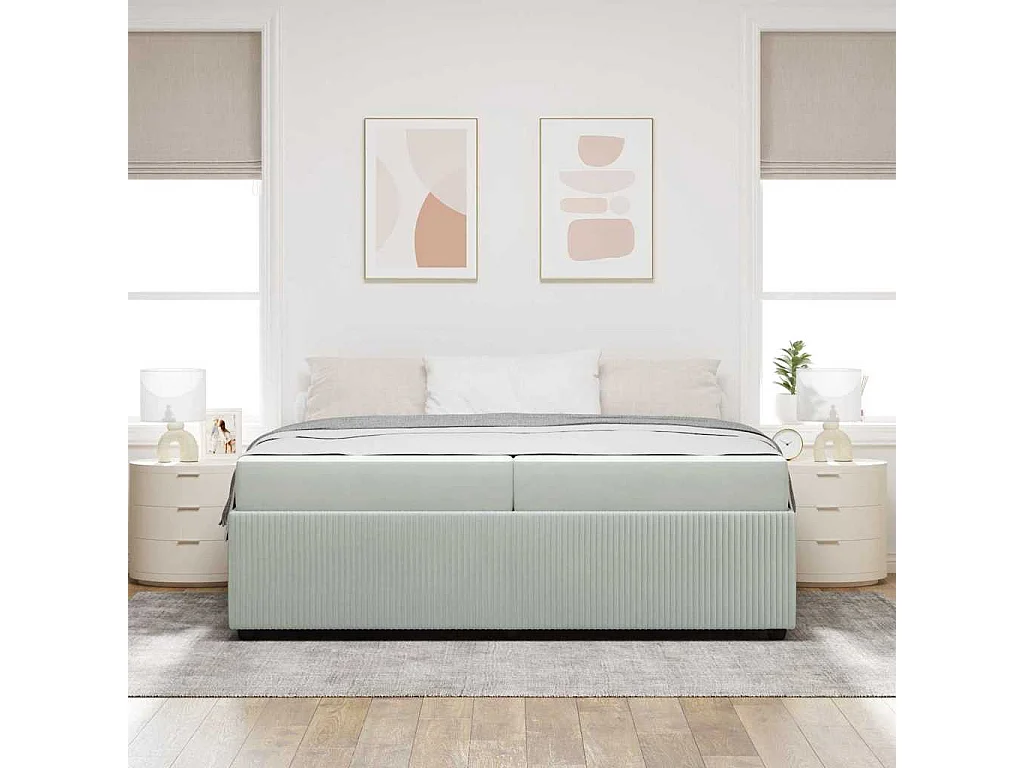 Estructura de cama con colchón Gris claro 200 x 200 cm