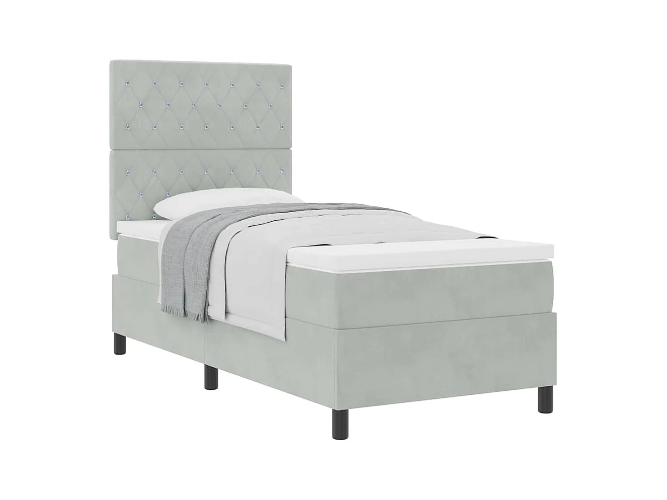 Boxspring bed met matras Lichtgrijs 90 x 190 cm Fluweel