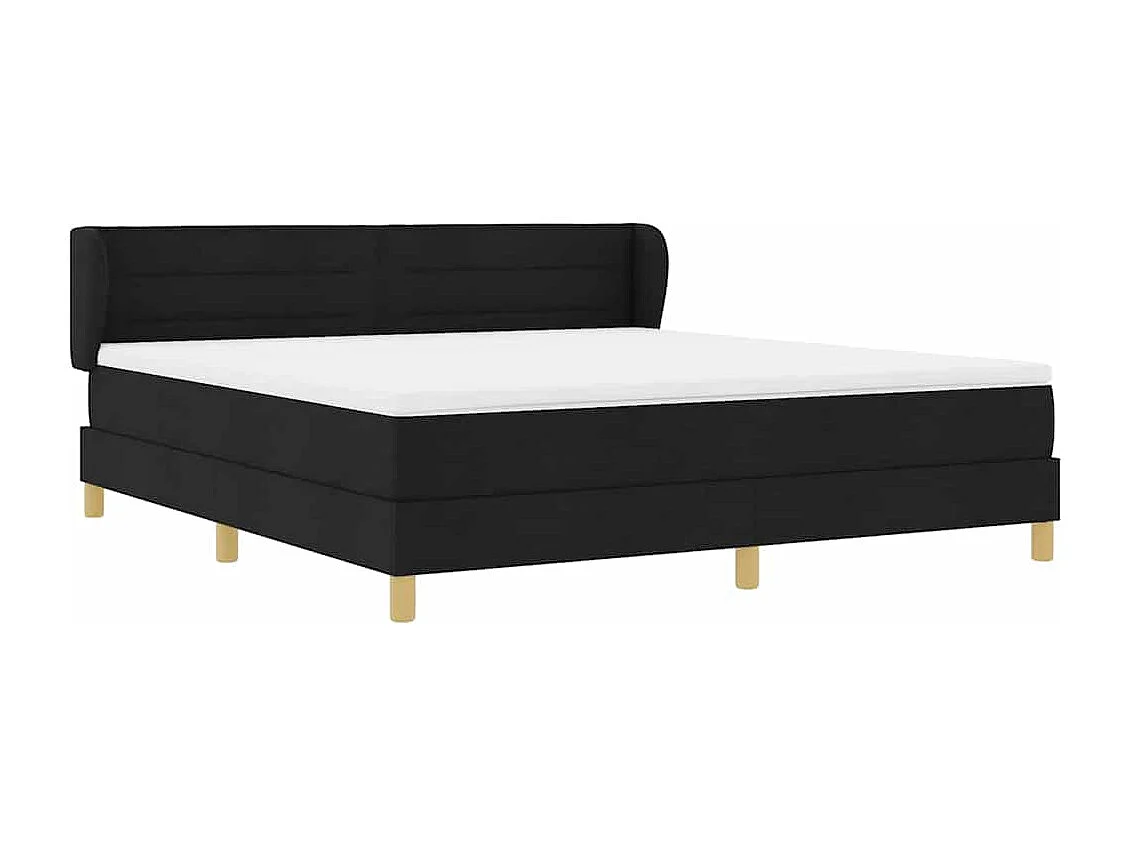Boxspringbed met Matras Crème 90x200 cm Stof Zwart 180 x 200 cm