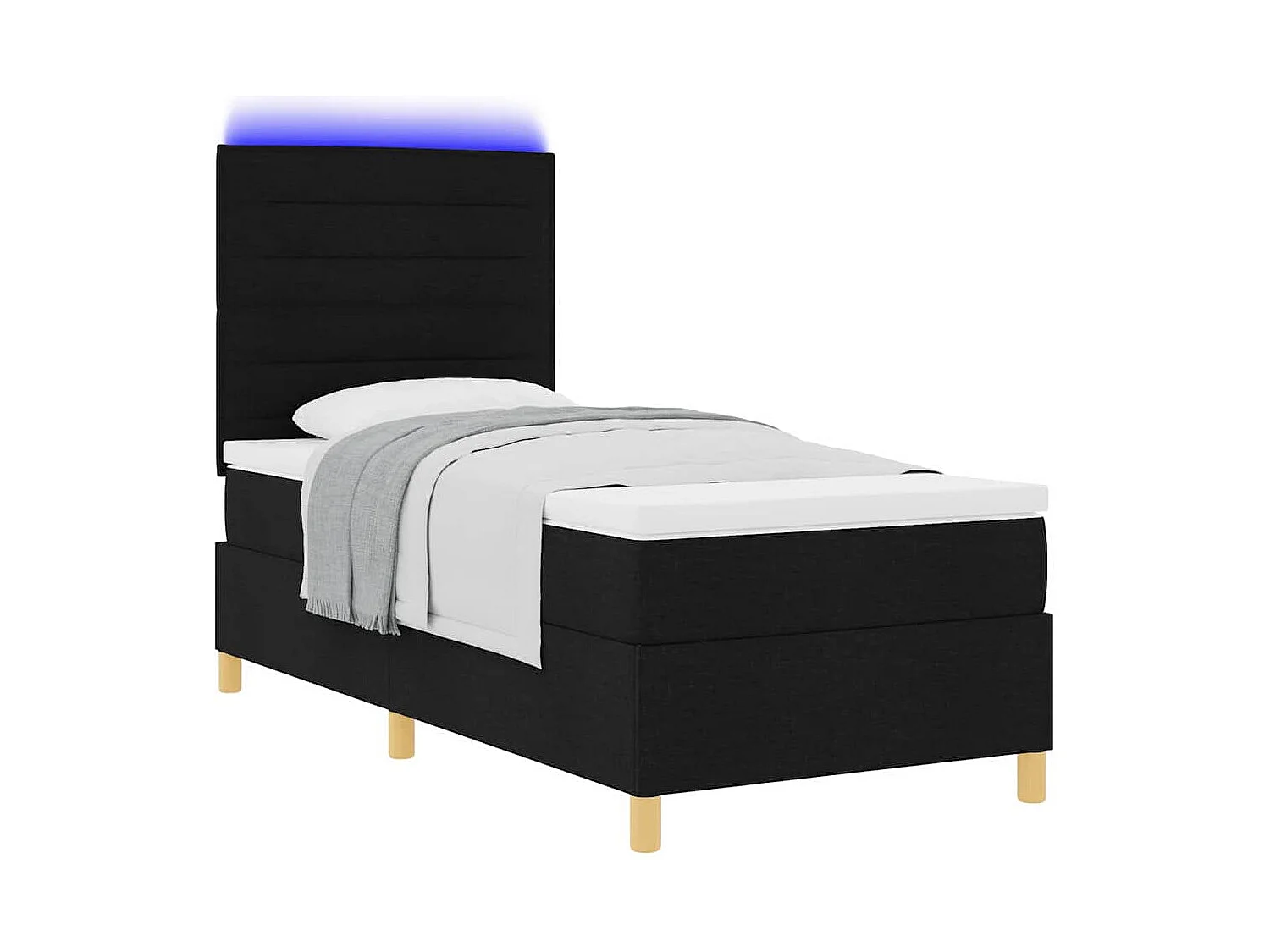 Cama Box com colchão com cabeceira Preto 80 x 200 cm tecido