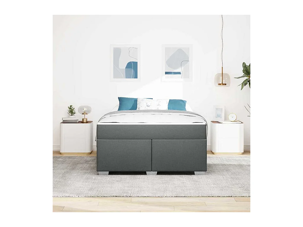 Cadre de lit Gris foncé 140 x 200 cm tissu