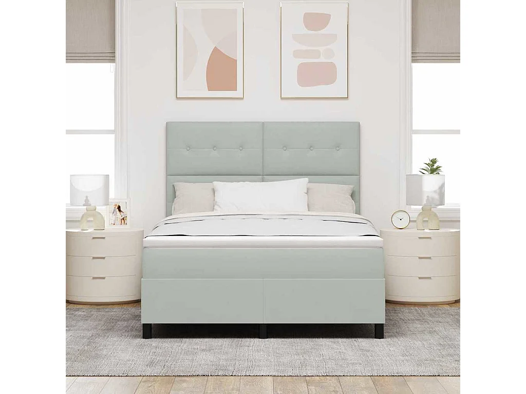 Cadre de lit avec matelas Gris clair 160 x 200 cm Velours