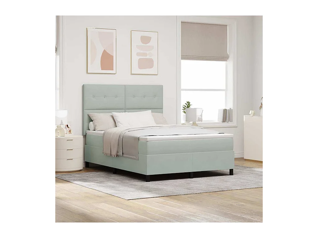 Cama tipo Box Spring Gris claro 160 x 200 cm Terciopelo