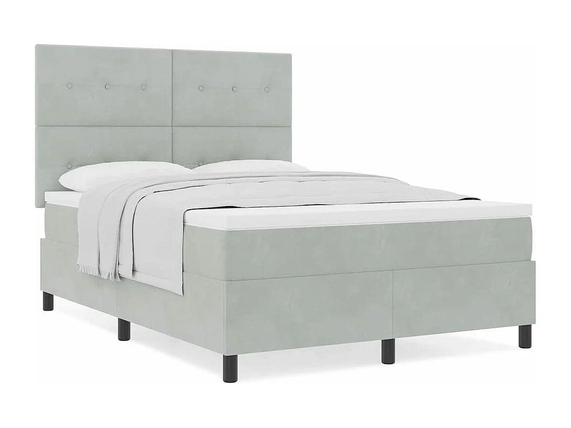 Cama tipo Box Spring Gris claro 160 x 200 cm Terciopelo