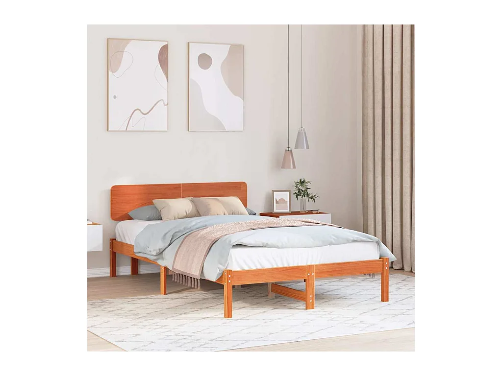 Cadre de lit avec tête de lit Brun cire 120 x 190 cm
