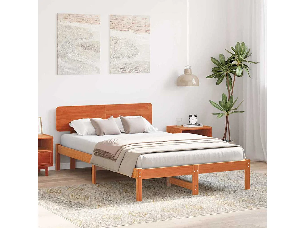 Bedframe met hoofdeinde Wasbruin 120 x 190 cm