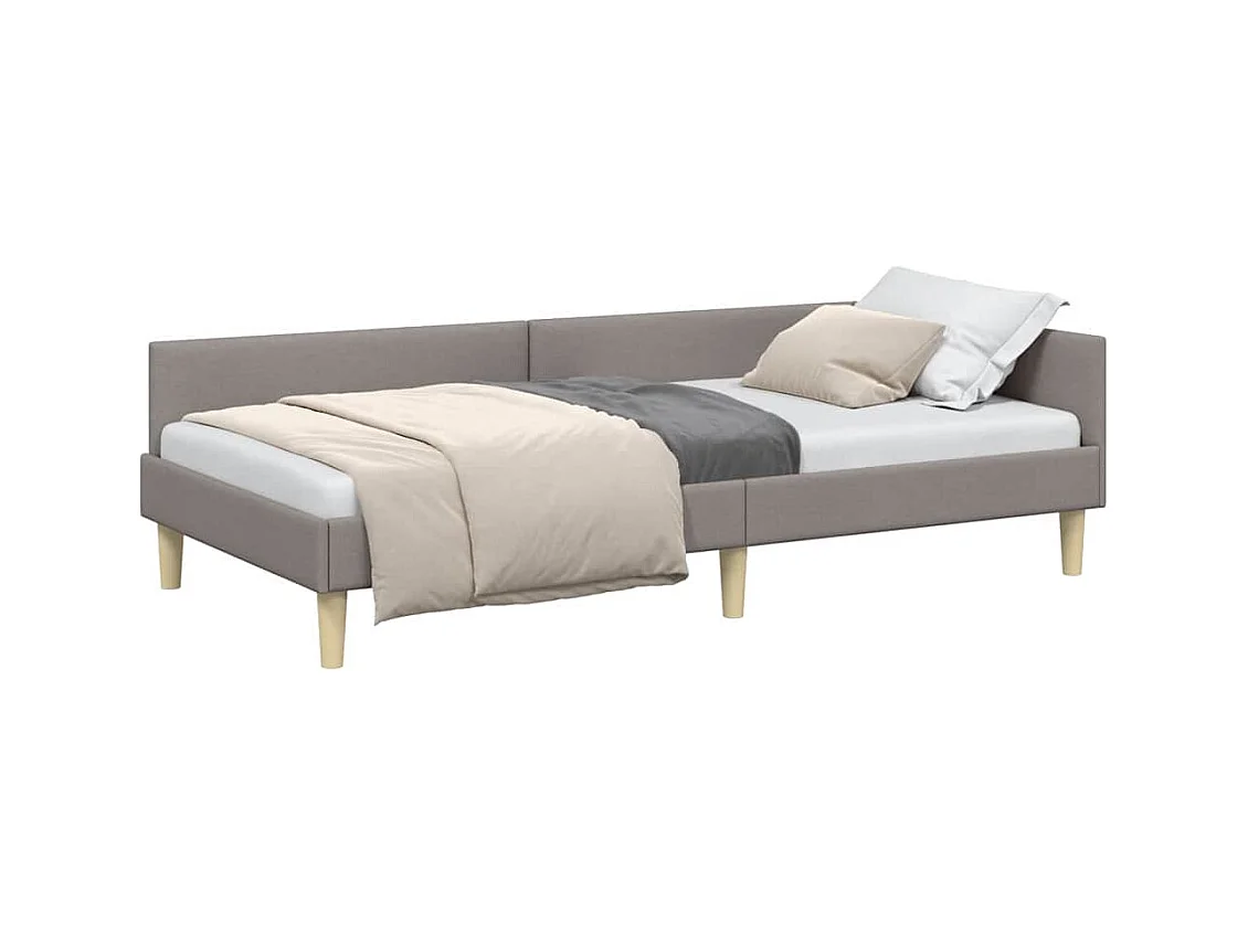 Cadre de lit d'angle Autre avec tête de lit Taupe 100 x 200 cm