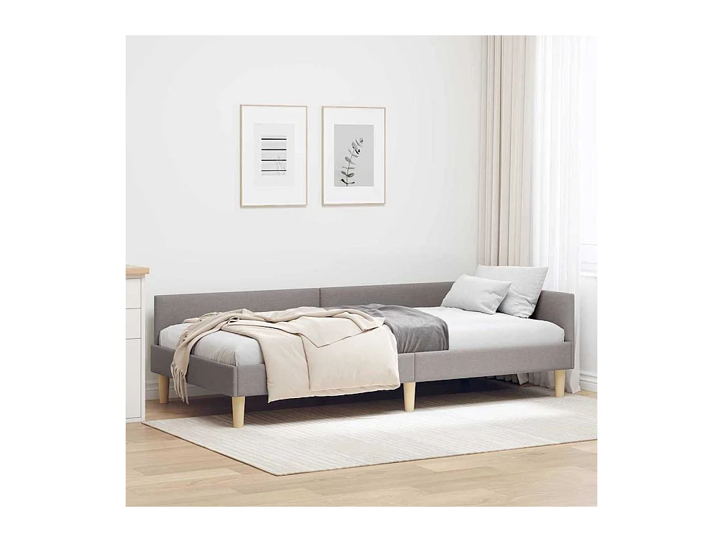 Cadre de lit d'angle Autre avec tête de lit Taupe 100 x 200 cm